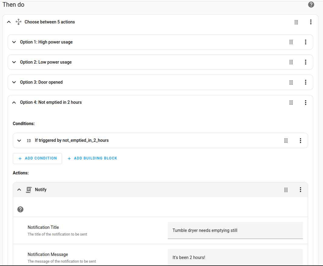 Automation actions